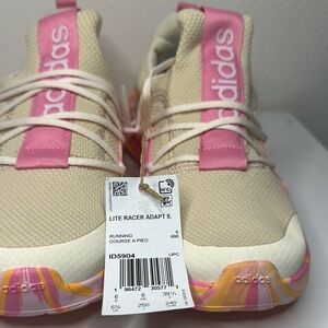 Adidas Kids Lite Racer Adapt 5 Pink Shoes 6.5 size kids